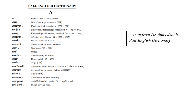 A snap from Dr. Ambedkar's Pali-English Dictionary